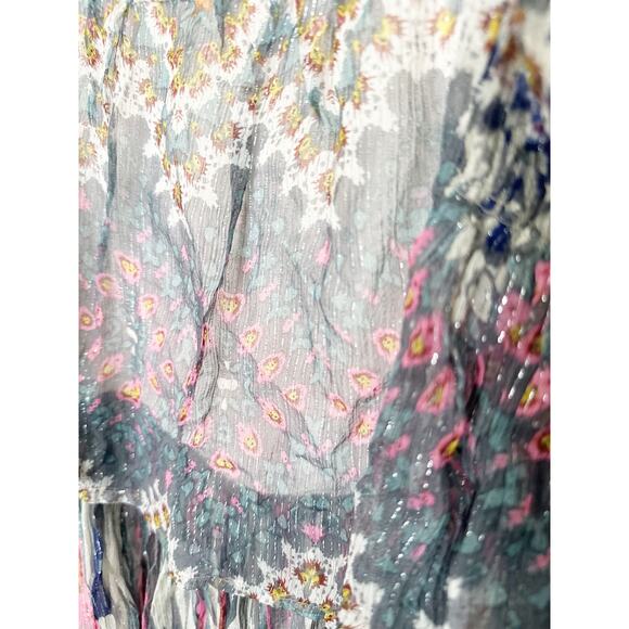 Anthropologie Dress Meadow Rue Boho Josie Tiered Maxi Fairy Multi Bohemian Sz 10 - Picture 7 of 10